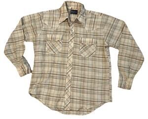 VTG 70s Western Shirt Dagger Yoke Plaid Sanforized Dee Cee Rappers Woven Cotton